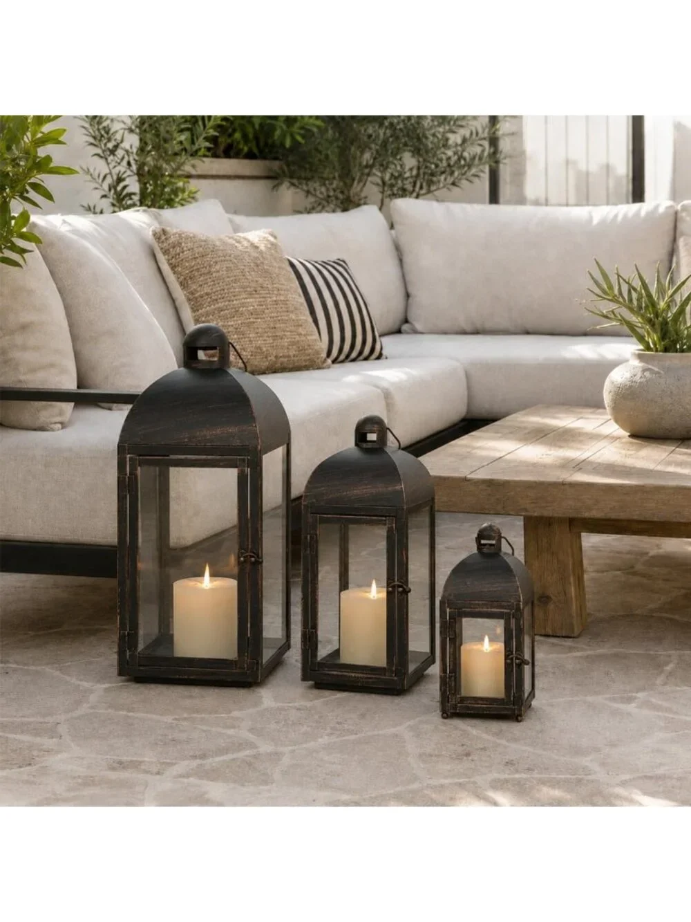 Set of 3 Vintage Farmhouse Lanterns - Large 23